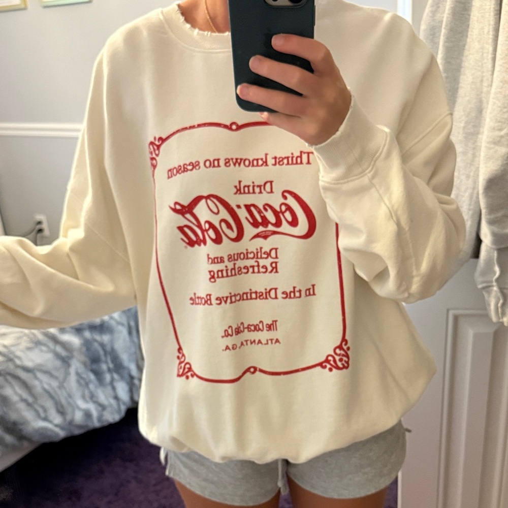 Coca Cola White Sweater with Red Logo
